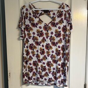 Love & Legend White Short-Sleeve Tee with Purple & Gold Floral Print